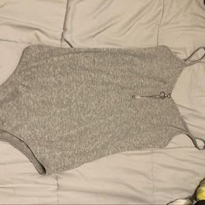 Gray Bodysuit with zipper